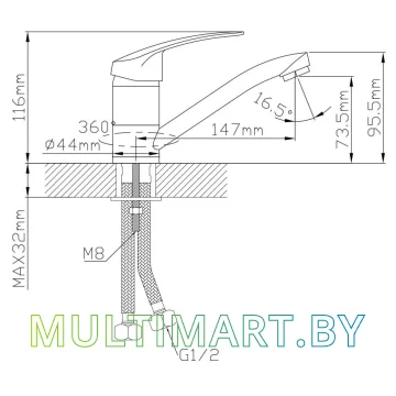 Смеситель AV Engineering AVSHU4-A136-445 картинка 2